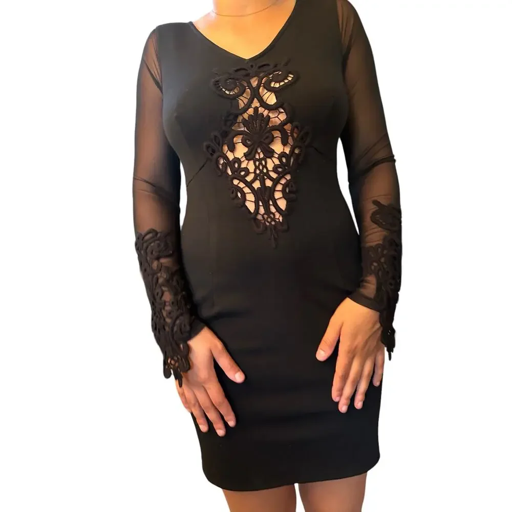 TOBI Black lace-accented dress size M